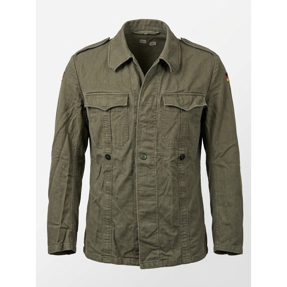 Vintage Military Jacket Mens Green German Army Field Surplus Utility Coat